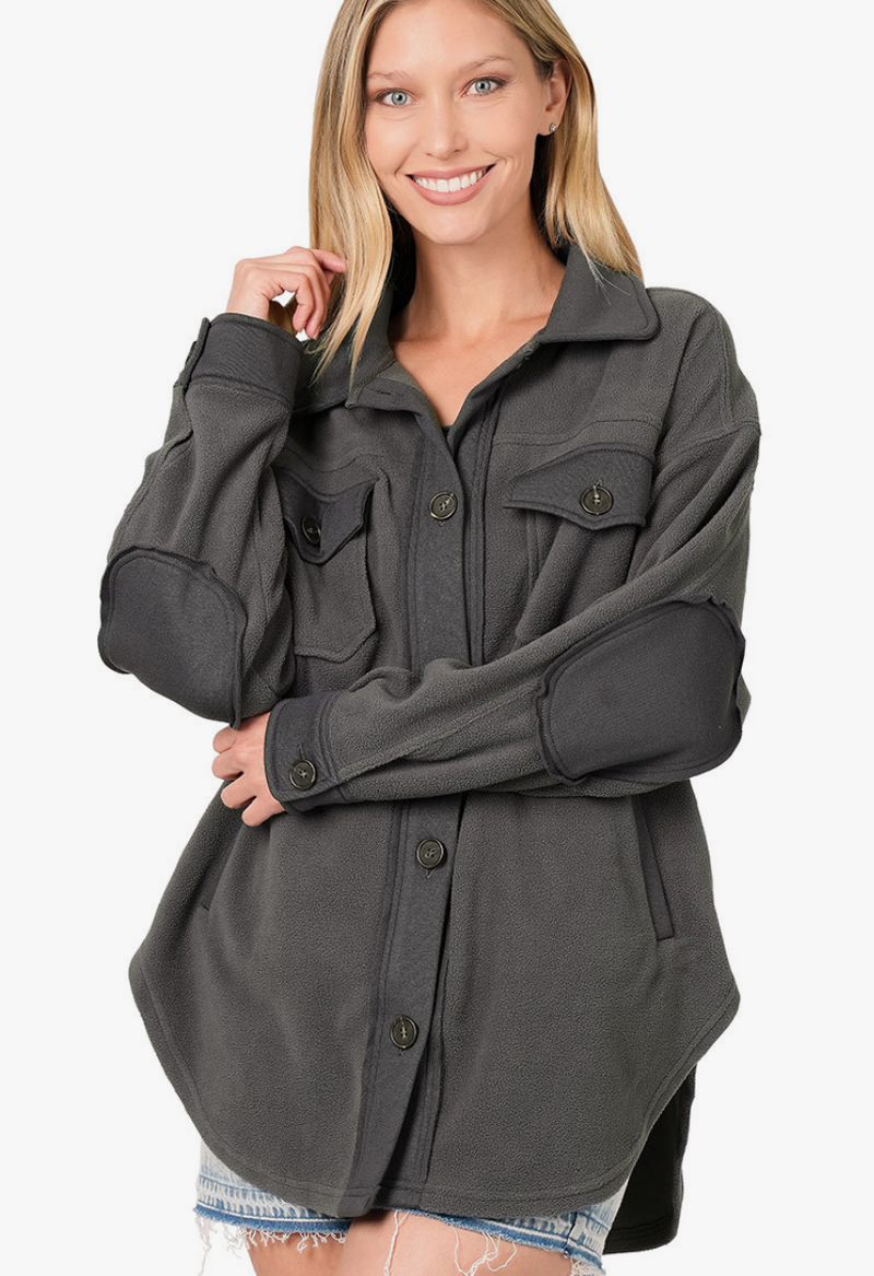 OVERSIZED BASIC FLEECE SHACKET