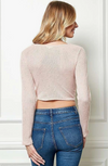 BRUSHED WAFFLE HACCI FRONT KNOT CROP TOP