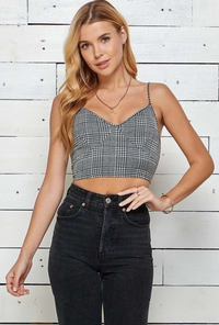 BUSTIER CAMI PLAID CAMO TOP