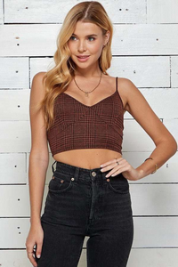 BUSTIER CAMI PLAID CAMO TOP