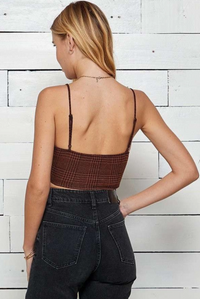 BUSTIER CAMI PLAID CAMO TOP