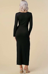 FRONT SLIT LONG SLEEVE MAXI DRESS