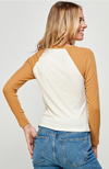 RIBBED RAGALAN LONG SLEEVE COLOR BLOCK TOP