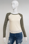 RIBBED RAGALAN LONG SLEEVE COLOR BLOCK TOP