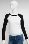 RIBBED RAGALAN LONG SLEEVE COLOR BLOCK TOP