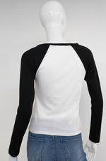 RIBBED RAGALAN LONG SLEEVE COLOR BLOCK TOP